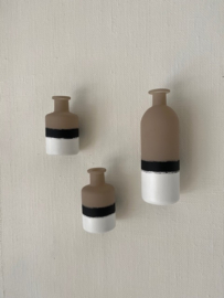 Wandvaas beige zwart wit 20,5cm