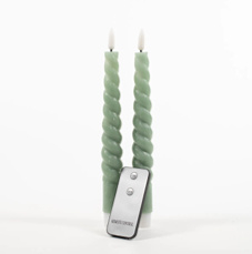 Led SWIRL wax dinerkaarsen met afstandsbediening 2 stuks groen