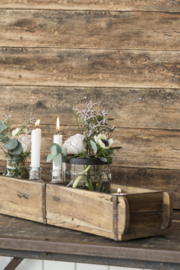 Decoratieve houten opbergbak met 2 vakken – Authentieke Indiase steenmal