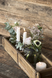 Decoratieve houten opbergbak met 2 vakken – Authentieke Indiase steenmal