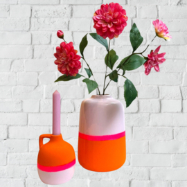 Vaas roze/oranje 22cm hoog