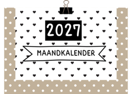 Maandkalender 2027 taupe wit– Duurzaam, stijlvol en herbruikbaar