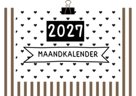 Maandkalender 2027 bruin wit– Duurzaam, stijlvol en herbruikbaar