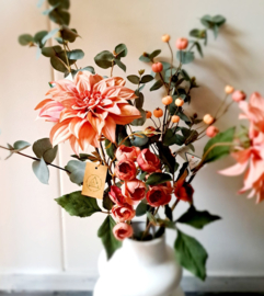 Kunstbloem Dahlia roze/zalm