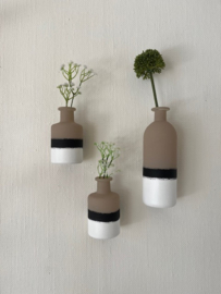 Wandvaas beige zwart wit 20,5cm