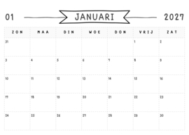 Maandkalender 2027 blauw roze – Duurzaam, stijlvol en herbruikbaar