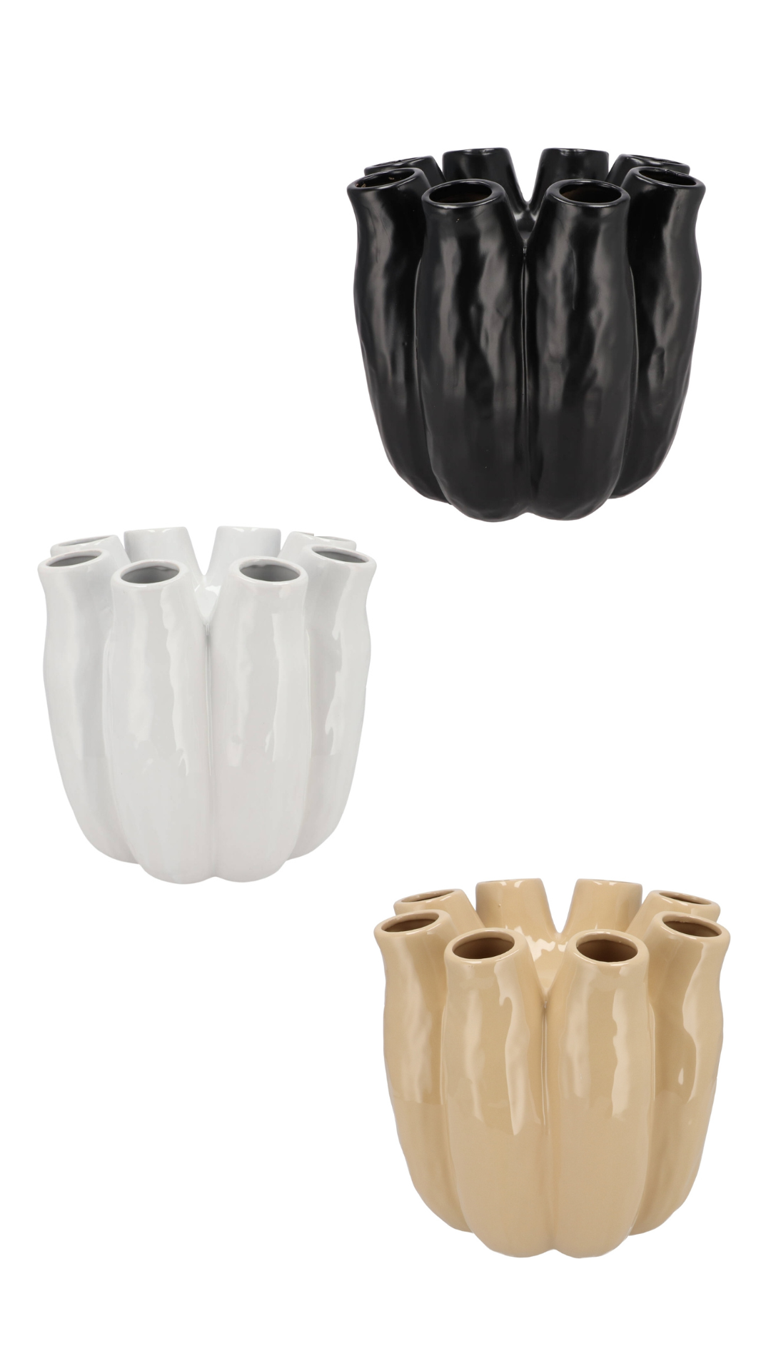 Vaas zwart 8 openingen 19cm