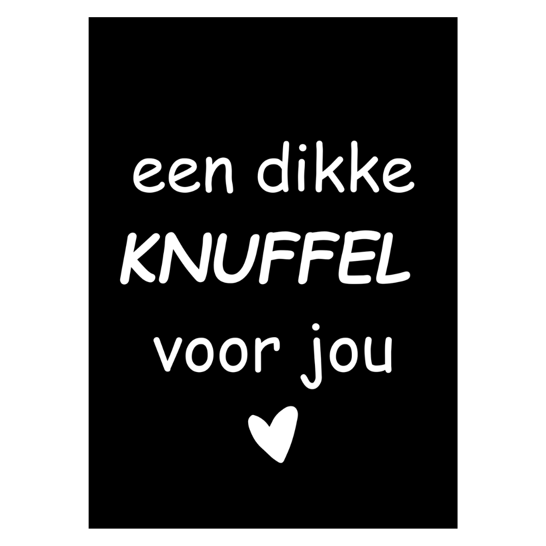 Kaart Knuffel zwart wit