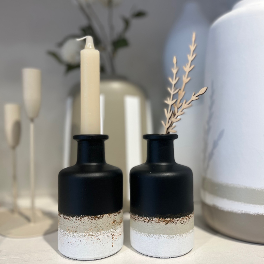 Vaasje zwart beige bruin