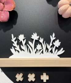 Magneet bloemenrij wit 22cm