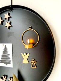 Wand theelichthouder goud rond