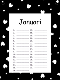 Verjaardagskalender zwart