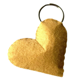 Vilten Sleutelhanger Hartje camel