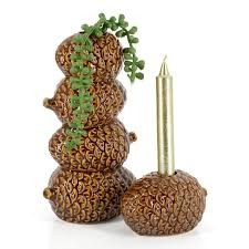 Kandelaar Dennenappel Bruin – Keramiek – 11,5 cm