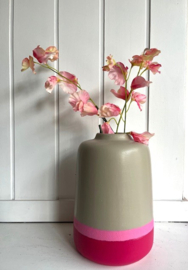 Vaas beige/roze 22cm hoog