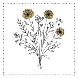 Vierkante wenskaart Bloemen van natuurkarton – 9,8 x 9,8 cm