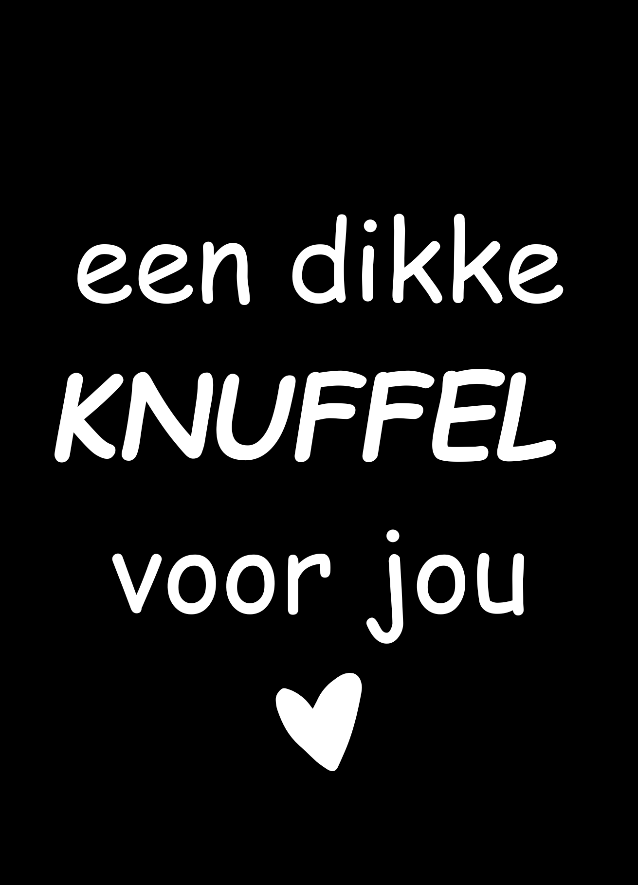 Kaart Knuffel zwart wit