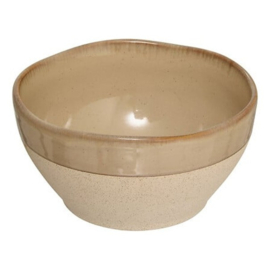 Witte en beige kom met oor – Steengoed – 30 cl – Ø 11,2 cm – H 5,5 cm