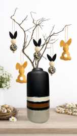 Vaas zwart/beige/bruin 28cm hoog