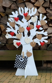 Hartjes vilt rood wit setje van 5 ter decoratie