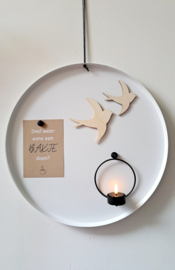 Wand theelichthouder zwart rond