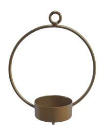 Wand theelichthouder goud rond