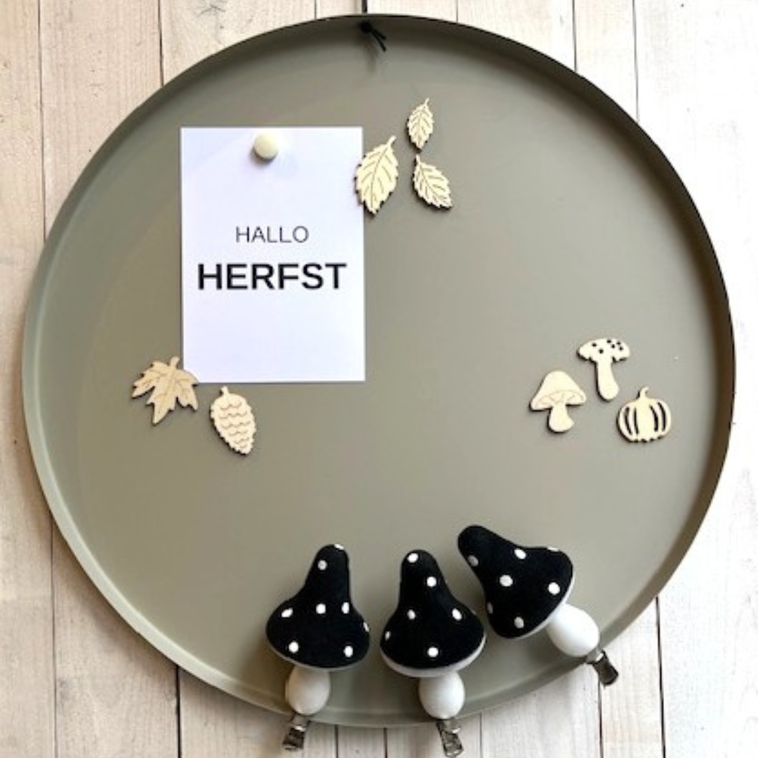 Magneetbord warm grijs rond 39,5 cm