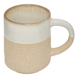 Witte en beige mok met oor – Steengoed – 20 cl – Ø 7 cm – H 8,2 cm
