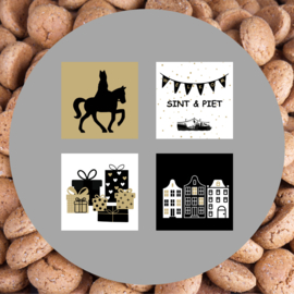 Vierkante wenskaart Sinterklaas van natuurkarton – 9,8 x 9,8 cm