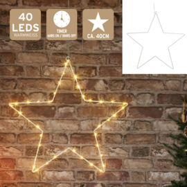 LED Stern weiß - 40 cm - Warmweißes Licht - mit Timer