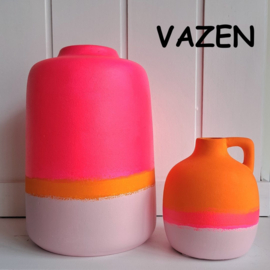 Kruik oranje/roze 12cm