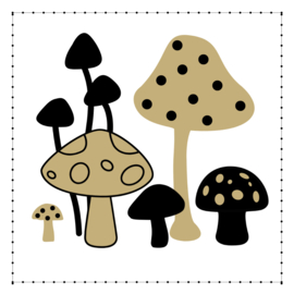 Vierkante wenskaart Paddenstoelen van natuurkarton – 9,8 x 9,8 cm