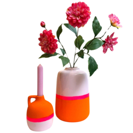 Vaas roze/oranje 22cm hoog