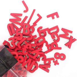 Magneetletters, cijfers en tekens rood
