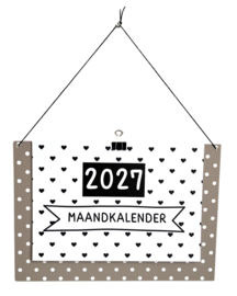 Maandkalender 2027 taupe wit– Duurzaam, stijlvol en herbruikbaar