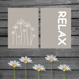 Tuinposter beige wit RELAX 60 x 80cm