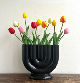 Vaas zwart met 5 openingen 25cm