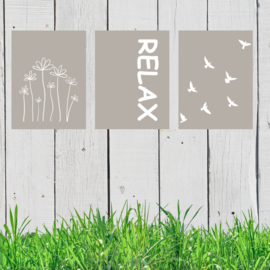 Tuinposter vogels beige 60 x 80cm