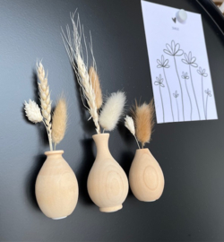 Mini vaasjes hout 3 stuks