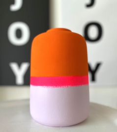 Vaas oranje/roze 22cm hoog