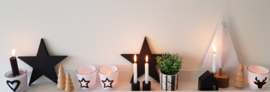 Waxinehouder zwart/wit ster