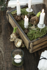 Decoratieve houten opbergbak met 2 vakken – Authentieke Indiase steenmal