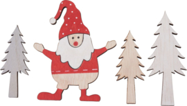 Magneten Kerstman + 3 bomen