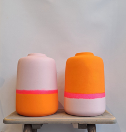 Vaas oranje/roze 22cm hoog