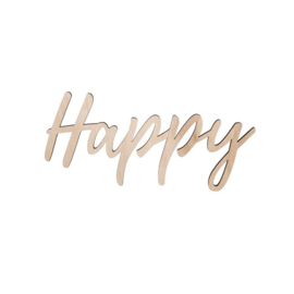 Tekst "Happy" hout magneet