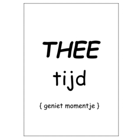 Kaart Thee tijd wit zwart