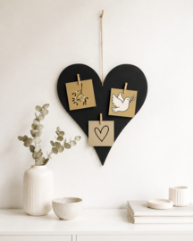 Houten hart memobord 50cm - Veel mogelijkheden