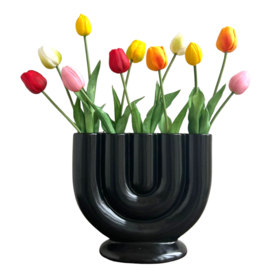 Vaas zwart met 5 openingen 25cm