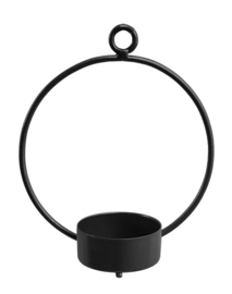 Wand theelichthouder zwart rond