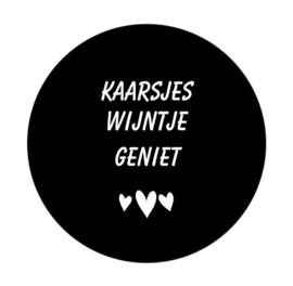 Muurcirkel 'Kaarsjes wijntje geniet'